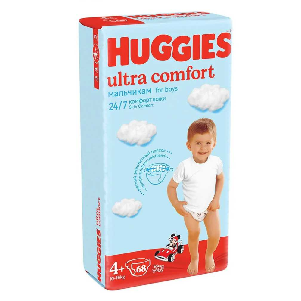 Подгузники Huggies UltraComfort для мальчиков 4+ (10-16кг) 68 шт