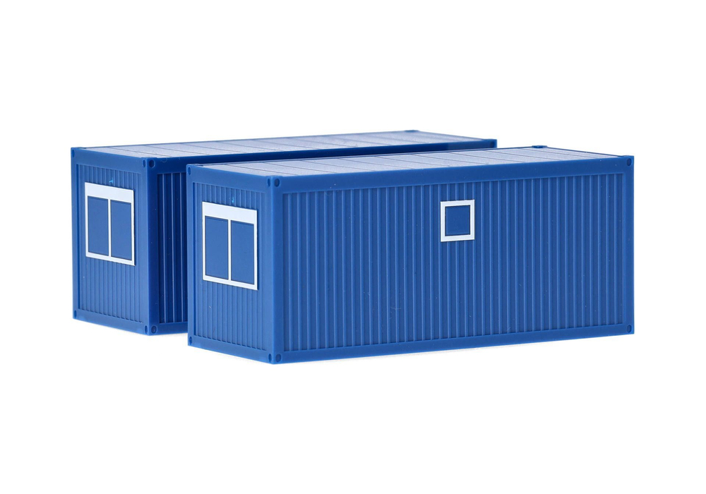 Набор 20-футовых офисных и строительных контейнеров, синий (2 шт.)