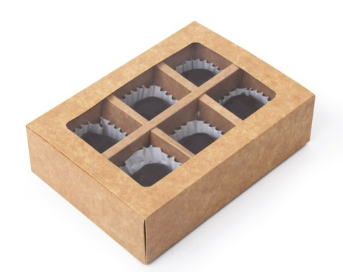 Коробка для конфет с вклееным окном 155*115*30 мм (6) (крафт)