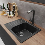 Мойка ML-GM18 КОМФОРТ с крылом, черная (308), 640*490*190мм