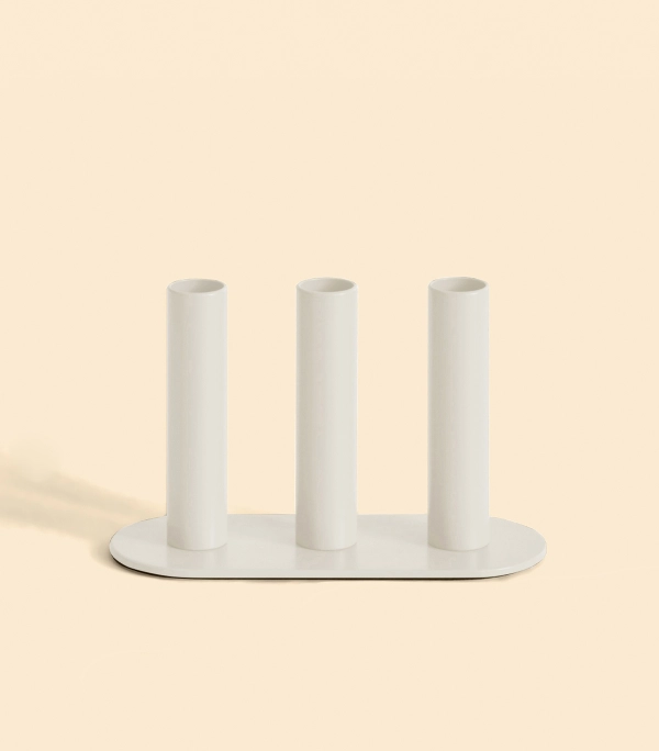 Подсвечник – Огонь тройной, Кремовый, 12,5 см | Delo