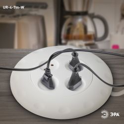 Удлинитель электрический ЭРА UR-4-7m-W рулетка без заземления 4 розетки 7м 2x1мм2 10А белая