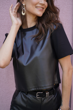 Блуза женская | Бл-1015 а футер/экокожа