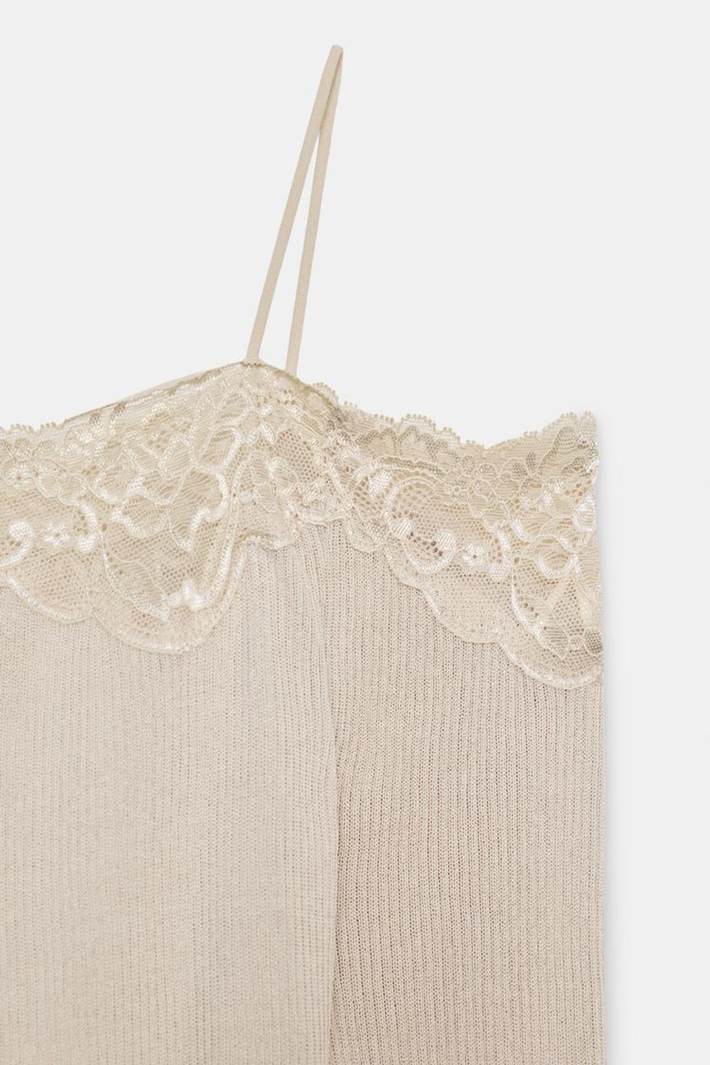 ZARA КОМБИНИРОВАННЫЙ ТОП С ОТКРЫТЫМИ ПЛЕЧАМИ, СВЕТЛО-БЕЖЕВЫЙ