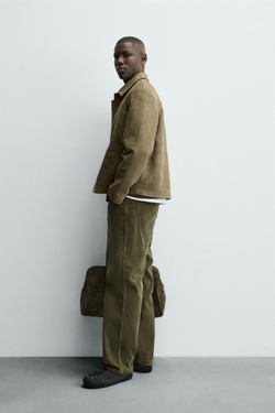 ZARA КУРТКА ИЗ ИСКУССТВЕННОЙ ЗАМШИ С КАРМАНАМИ, ЗЕЛЕНЫЙ/СЕРЫЙ