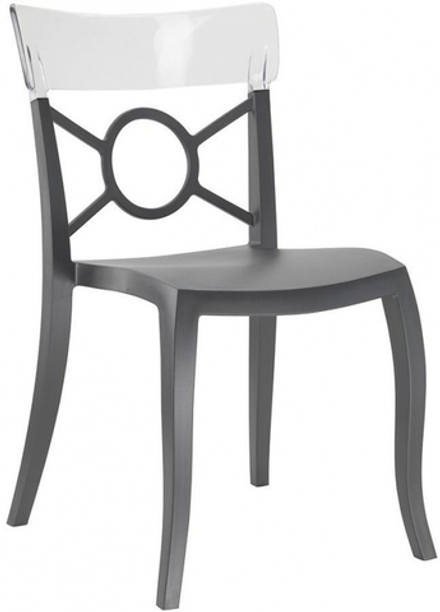 Стул пластиковый Papatya Opera-S, антрацит, прозрачный