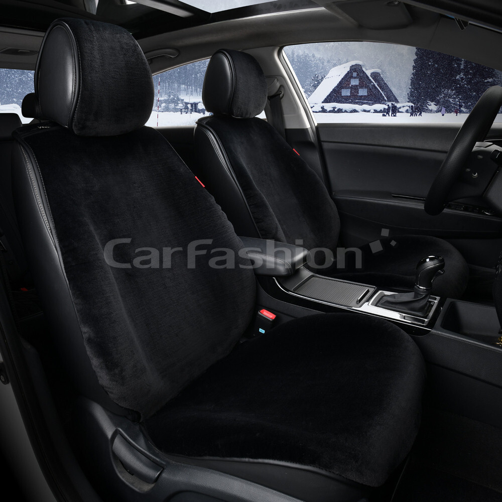 Накидки сидений МЕХ иск - ПОЛНЫЙ с подголовн CarFashion (к-т) -"MUTON PLUS" 22545 - черный