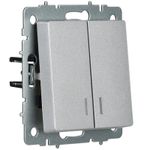 BRITE Выключатель 2-клавишный с индикацией для отелей 10А ВС10-2-9-БрА алюминий IEK