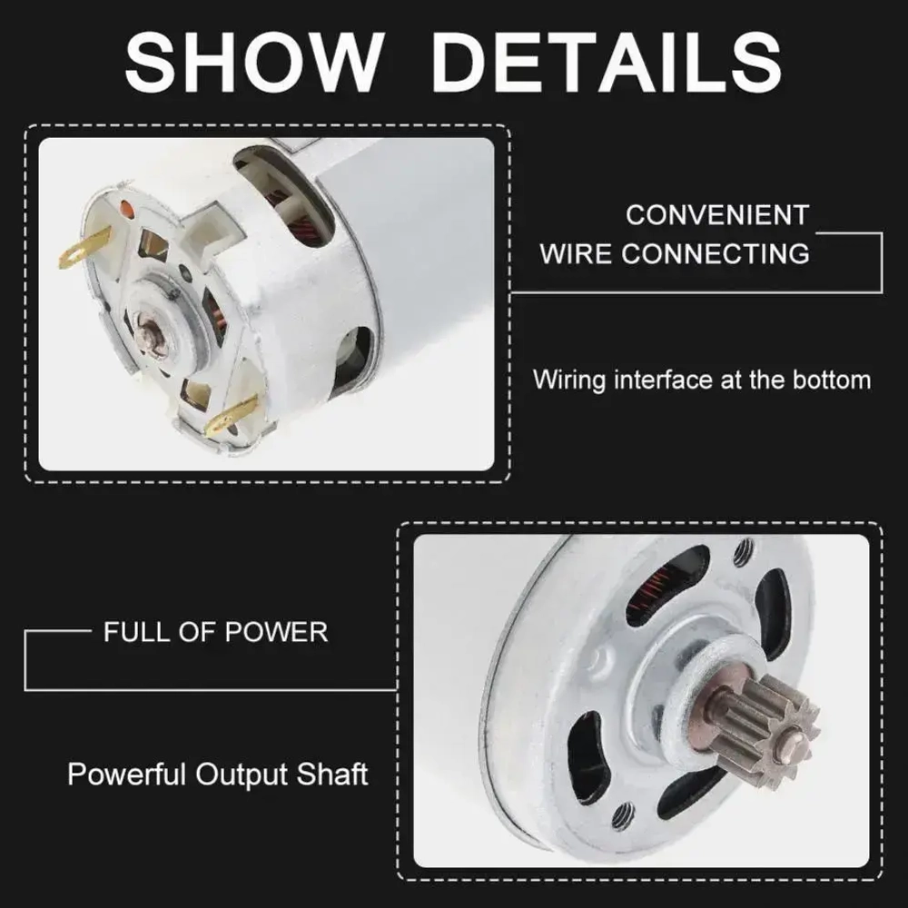 RS550 21V 23000 об/мин 11 зубьев (8,8 * 4,8 мм) высокоскоростной двигатель постоянного тока для аккумуляторной / зарядной дрели / шуруповерта