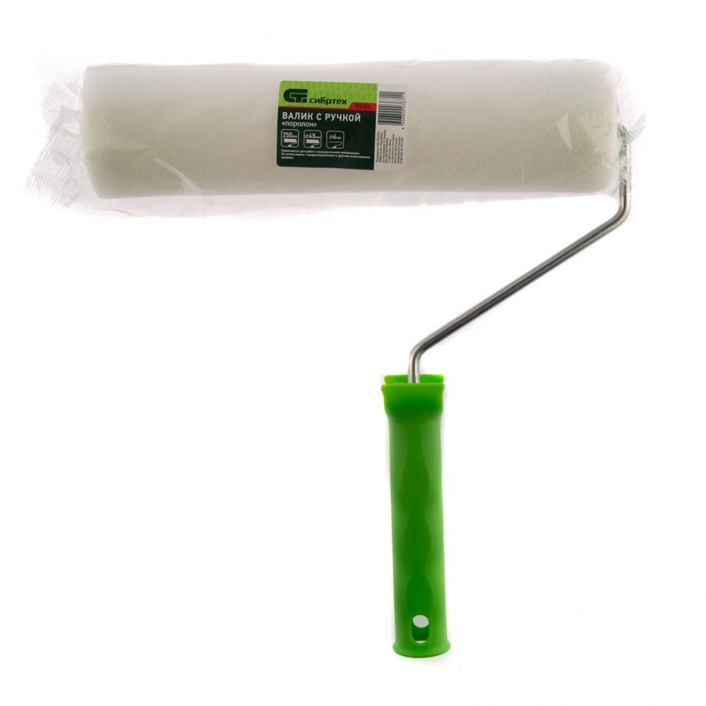 Валик "ПОРОЛОН" с ручкой, 250 мм, D - 48 мм, D ручки - 6 мм Россия// Сибртех 80104