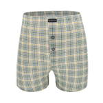 Хлопковые клетчатые трусы-боксеры с пуговками (Размер: L) (Цвет: зеленая шотландка)
