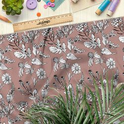 Ткань мембрана белые ромашки на коричневом фоне