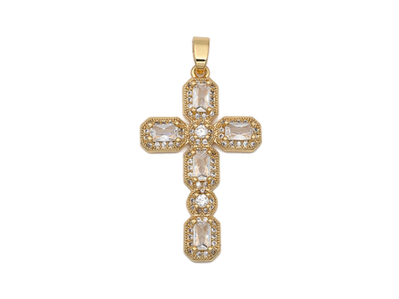 Подвеска "Крест" 35мм, с кристаллами