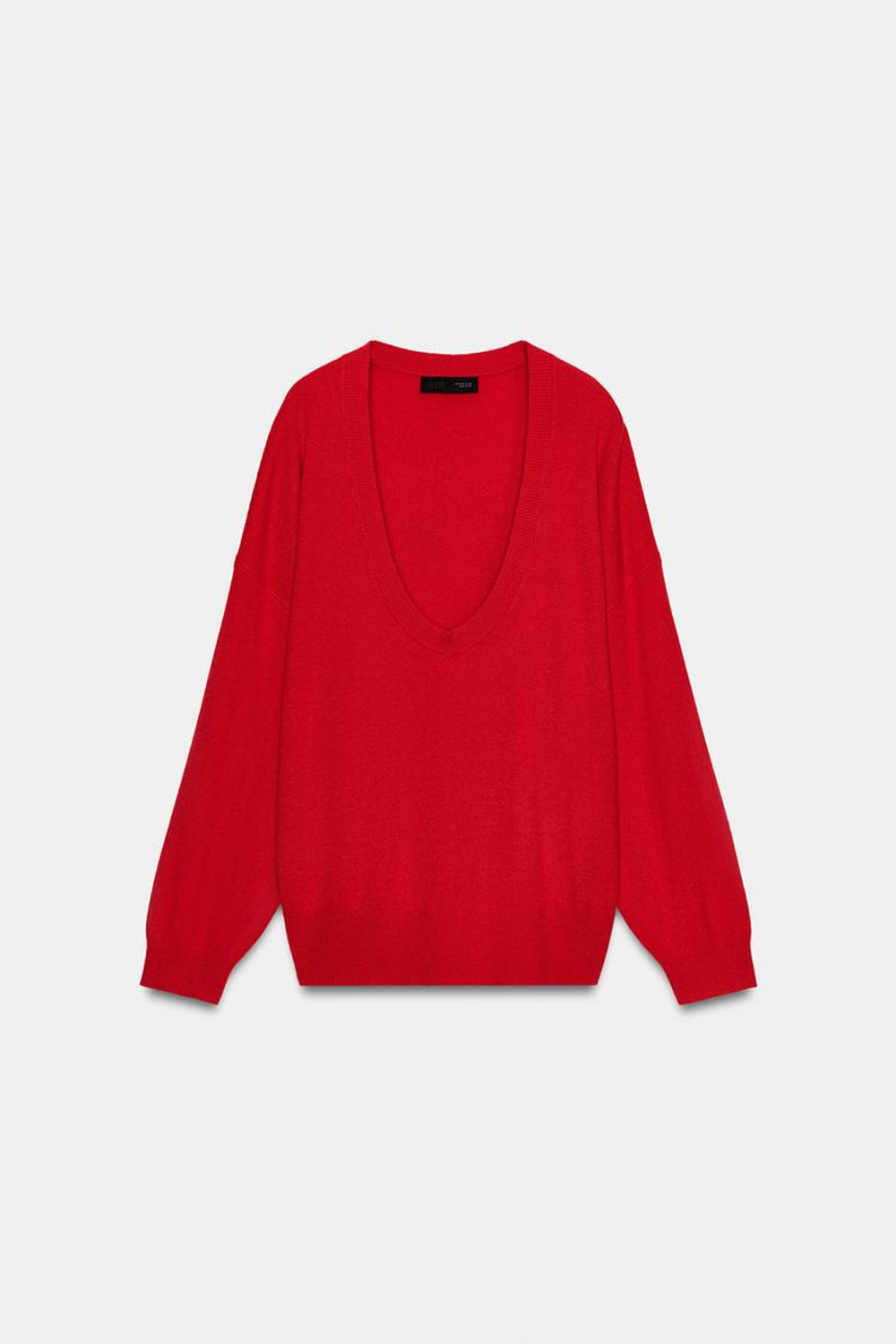 ZARA СВИТЕР С ГЛУБОКИМ ВЫРЕЗОМ, КРАСНЫЙ
