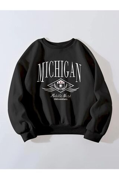 Мэнси Черная толстовка с велосипедным воротником из Мичигана