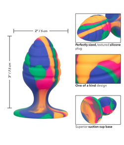 Яркая анальная пробка Cheeky Medium Swirl Tie-Dye Plug - 7,5 см.