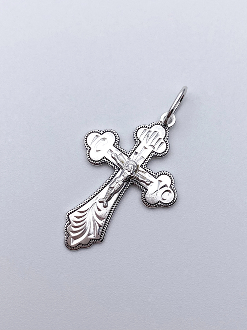 Крест из серебра/Частичное чернение/С подвижным ухом