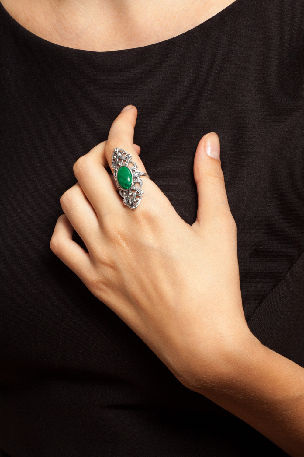 "Сафьян" кольцо в серебряном покрытии из коллекции "Самоцветы" от Jenavi