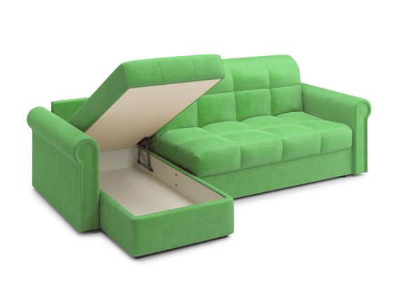 Диван угловой с оттоманкой Палермо 1,2 - Velutto 31 зеленый/кант Velutto 31 зеленый