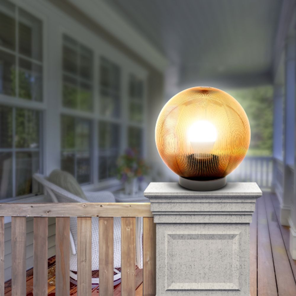 Садово-парковый светильник ЭРА НТУ 02-60-203 шар золотистый призма на опору / кронштейн IP44 Е27 max60Вт d200mm | Садово-парковые светильники