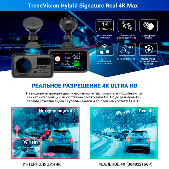Видеорегистратор с радар-детектором - TrendVision Hybrid Signature Real 4K Max