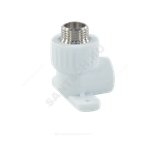 Угольник PP-R комбинированный белый Дн 20х3/4" НР с креплением VALFEX 10121120