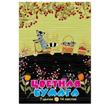 Бумага цветная А4 14л. 7цв. на скрепке "Мультики" (Альт)