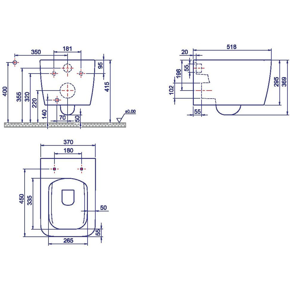 Унитаз подвесной c крышкой Boheme Zen 967-SET-MW, белый матовый