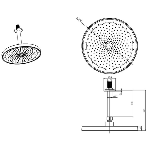 Верхний душ Aquatek AQ2070MB Черный матовый