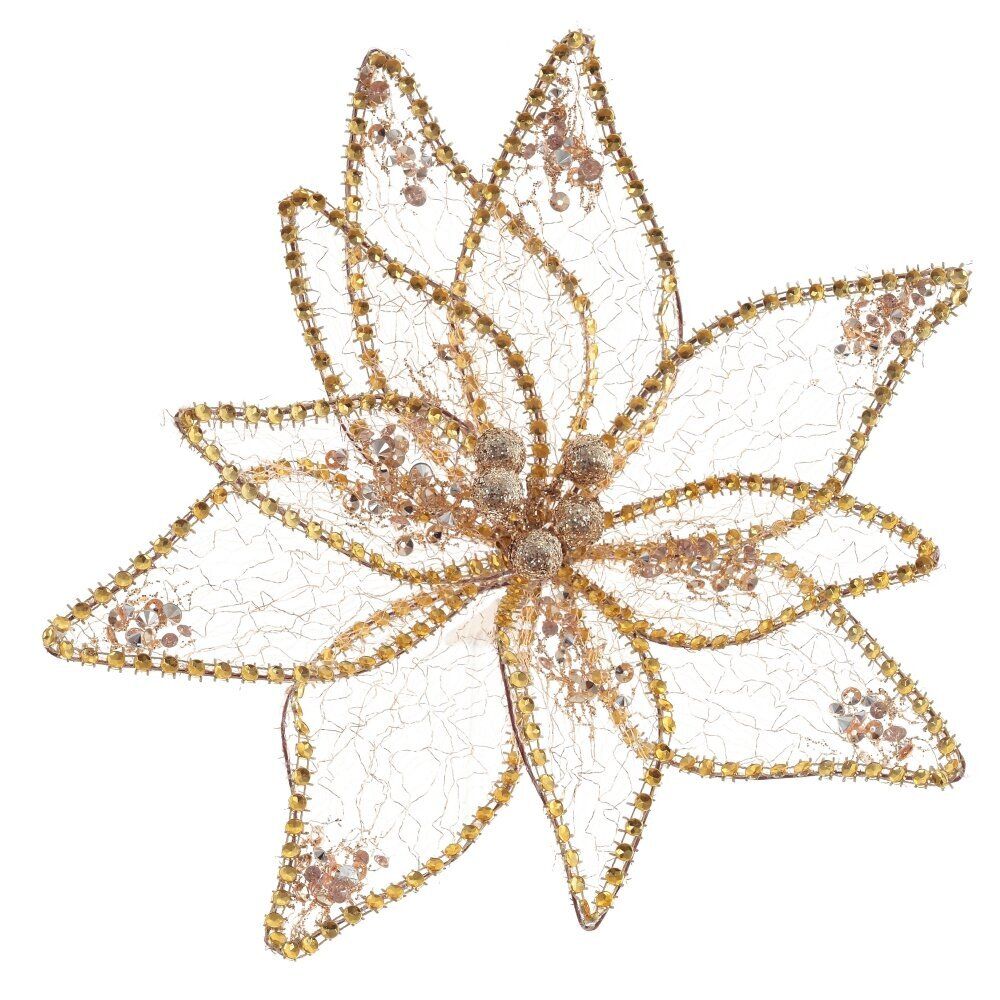 GAEM Цветок искусственный "Пуансеттия" (на клипсе), L23 W23 H12 см