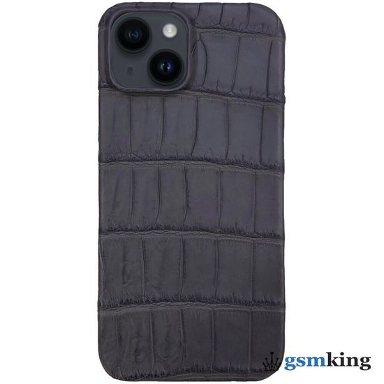 Leather Case for iPhone 14 Croco Gray (Серый крокодил)