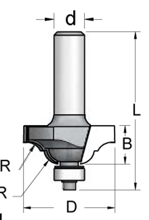 Фреза RN04002 профиль эрмитаж R6,5 D38,1 B16 подшипник хвостовик 12
