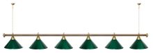 Лампа STARTBILLIARDS 6 пл. (плафоны зеленые,штанга золотая,фурнитура золото)