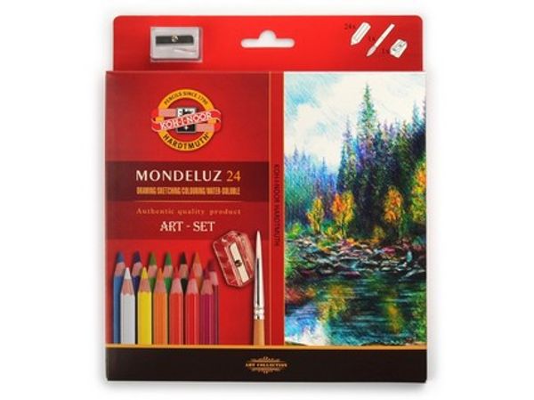 Карандаши акварельные KOH-I-NOOR MONDELUZ NATURE 3711, 24цв, с кистью и точилкой