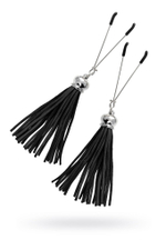 Зажимы на соски «Вилки» с черными кисточками из замши (Цвет: черный)