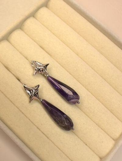 Серьги с натуральным аметистом "Аметистовые стрелы"