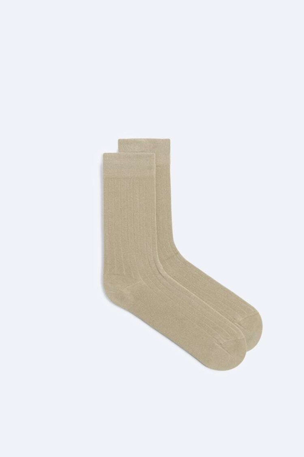 ZARA НОСКИ ИЗ РЕЛЬЕФНОЙ ТКАНИ В РУБЧИК, БЕЖЕВЫЙ