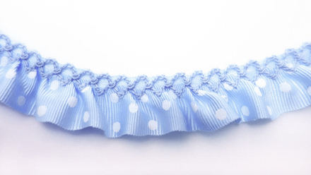 Рюш декоративный "в горошек", 20 мм, цвет голубой
