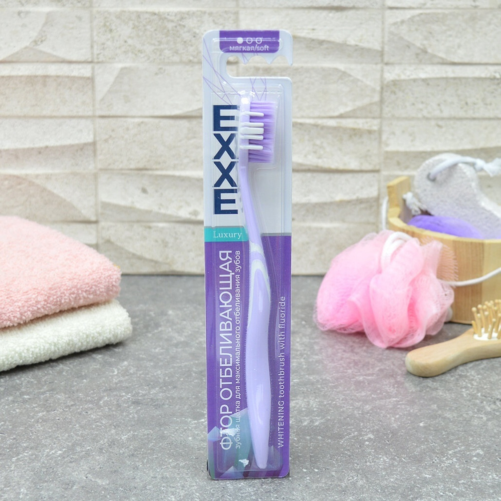 Зубная щетка LUXURY Фтор отбеливающая, 1шт мягкая EXXE