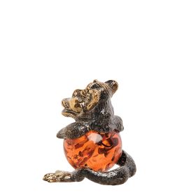 Народные промыслы AM- 483 Фигурка «Обезьяна» (латунь, янтарь)