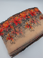 Вышивка на сетке бежевый/красно-оранжевый К797 левая 16 см