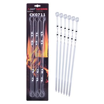 Шампуры 6 шт. из хромированной стали 45х1 см. СКАУТ 0711 в блистере