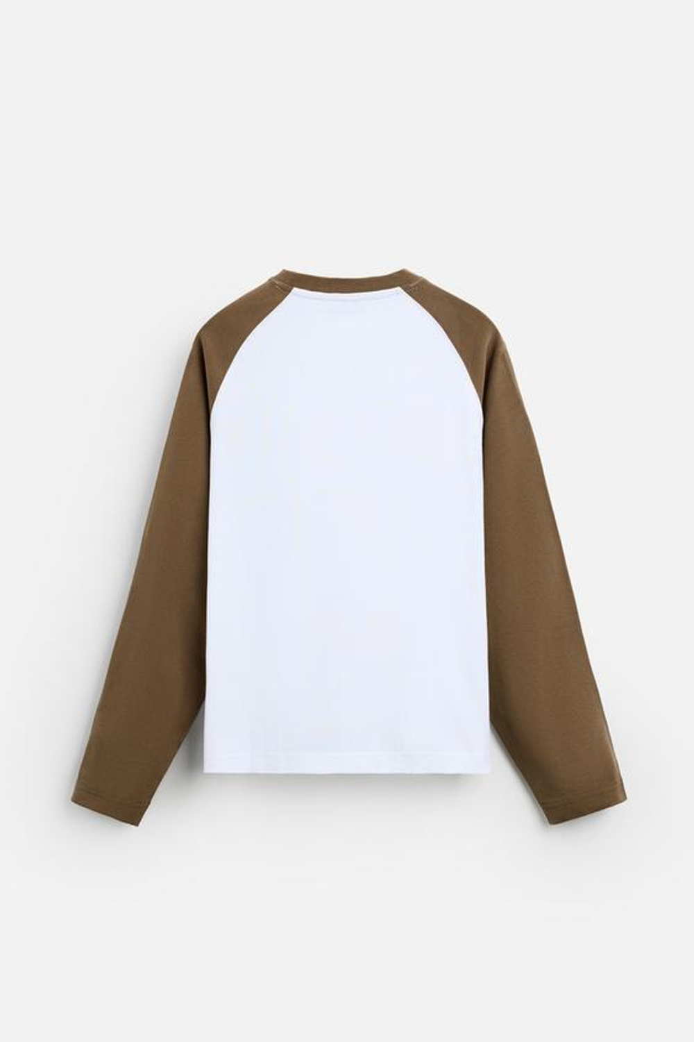 ZARA ФУТБОЛКА В СТИЛЕ КОЛОР-БЛОК, КОРИЧНЕВЫЙ