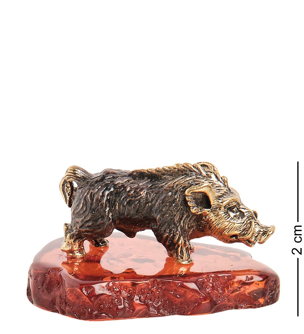 Народные промыслы AM-1556 Фигурка «Кабанчик» (латунь, янтарь)