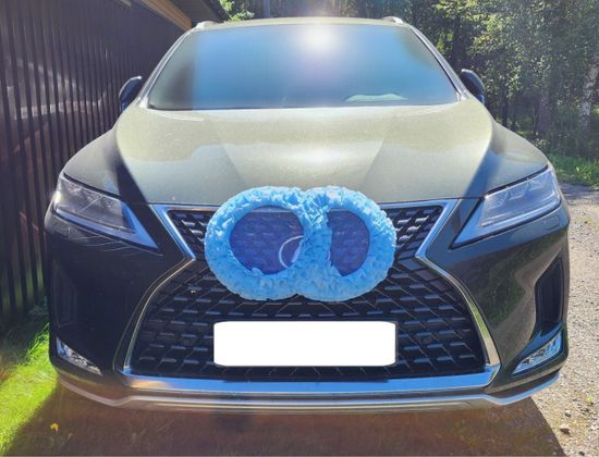 Свадебные кольца для украшения машины, голубые широкие