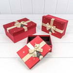 Коробка 22.5х16х9.5 см Набор 3 шт "Beautiful Day" с бантом (Красный)