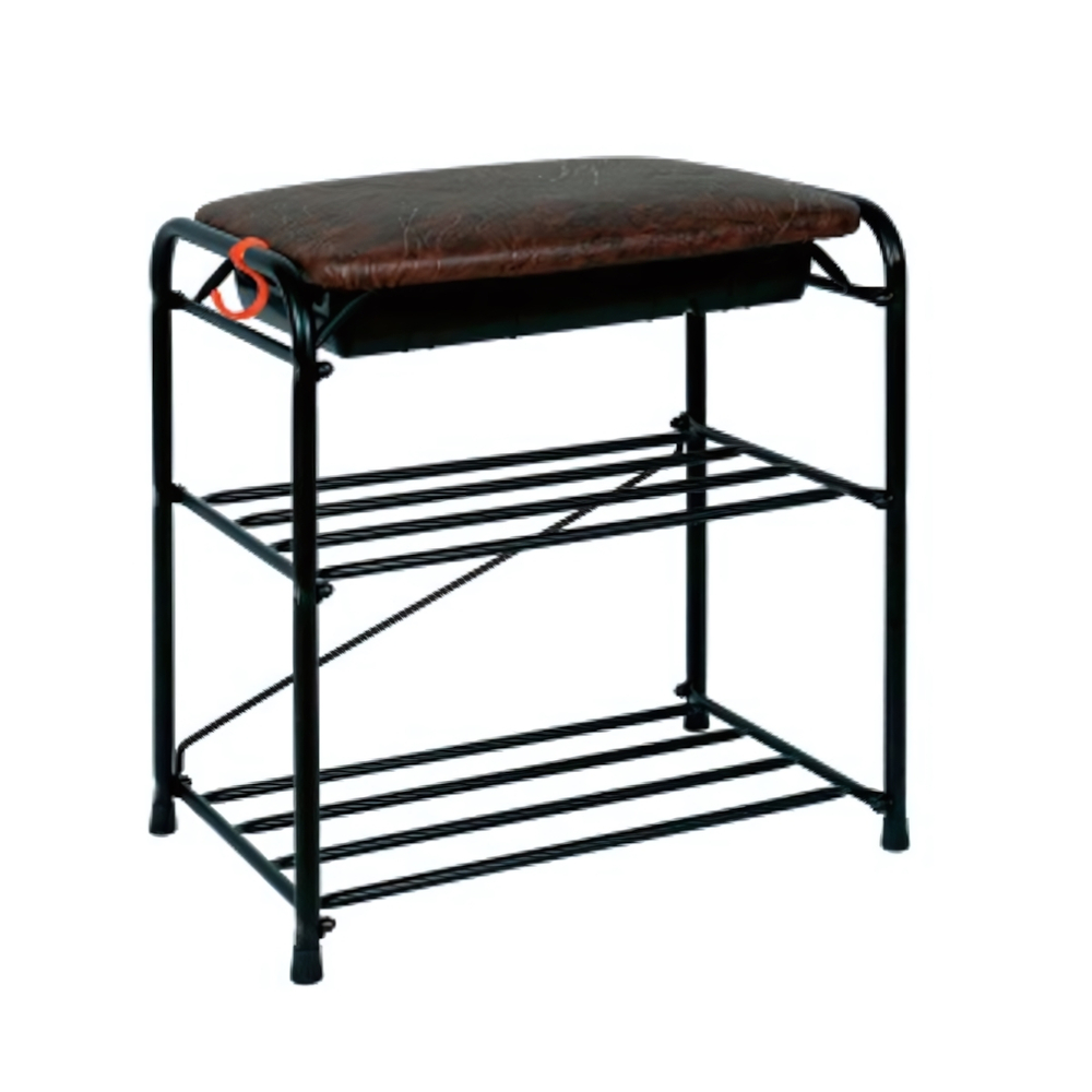 Подставка для обуви 2-х полочная 45 "Альфа 13" с сиденьем с ящиком черный