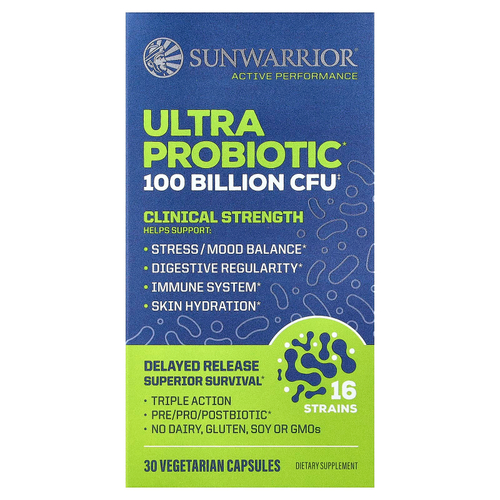 Sunwarrior, ультрапробиотик, 30 вегетарианских капсул