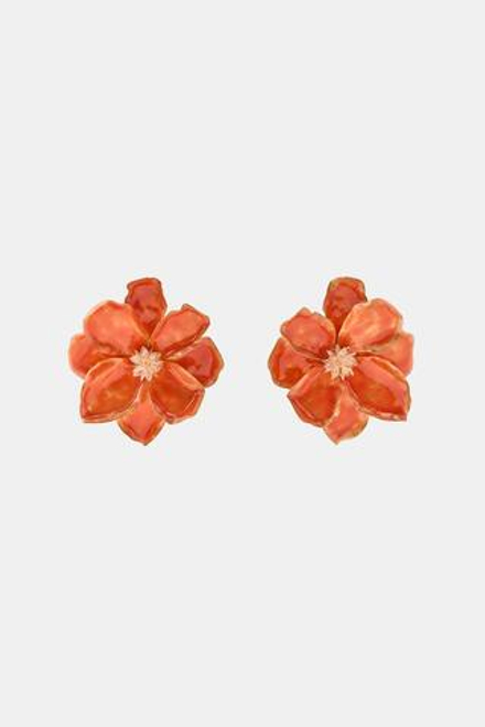ZARA МЕТАЛЛИЧЕСКИЕ СЕРЬГИ С ЭМАЛЬЮ «ЦВЕТЫ», ОРАНЖЕВЫЙ