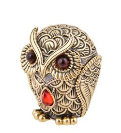 Народные промыслы AM-3782 Шкатулка «Сова Ажурная» (латунь, янтарь)